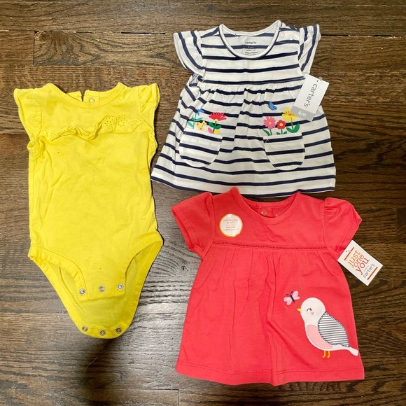 2 Short Sleeve Baby Tees & 1 Short Sleeve Bodysuit, Carter’s, 6m - Picture 3 of 5
